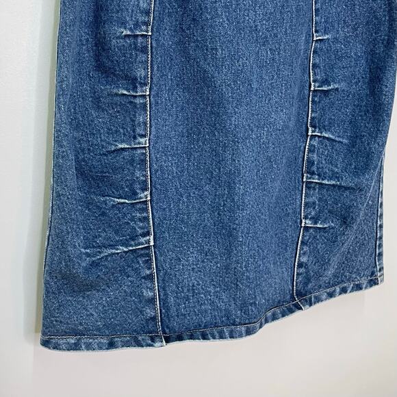Vintage 80s New York Jeans Co. Size 5/6 High Rise Ruched Denim Mini Jean Skirt - Picture 2 of 7